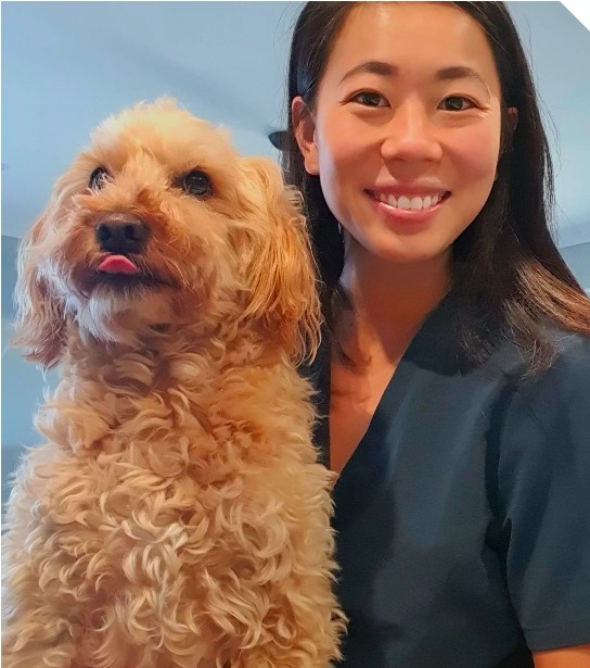 Dr Su-en Chua holding a dog